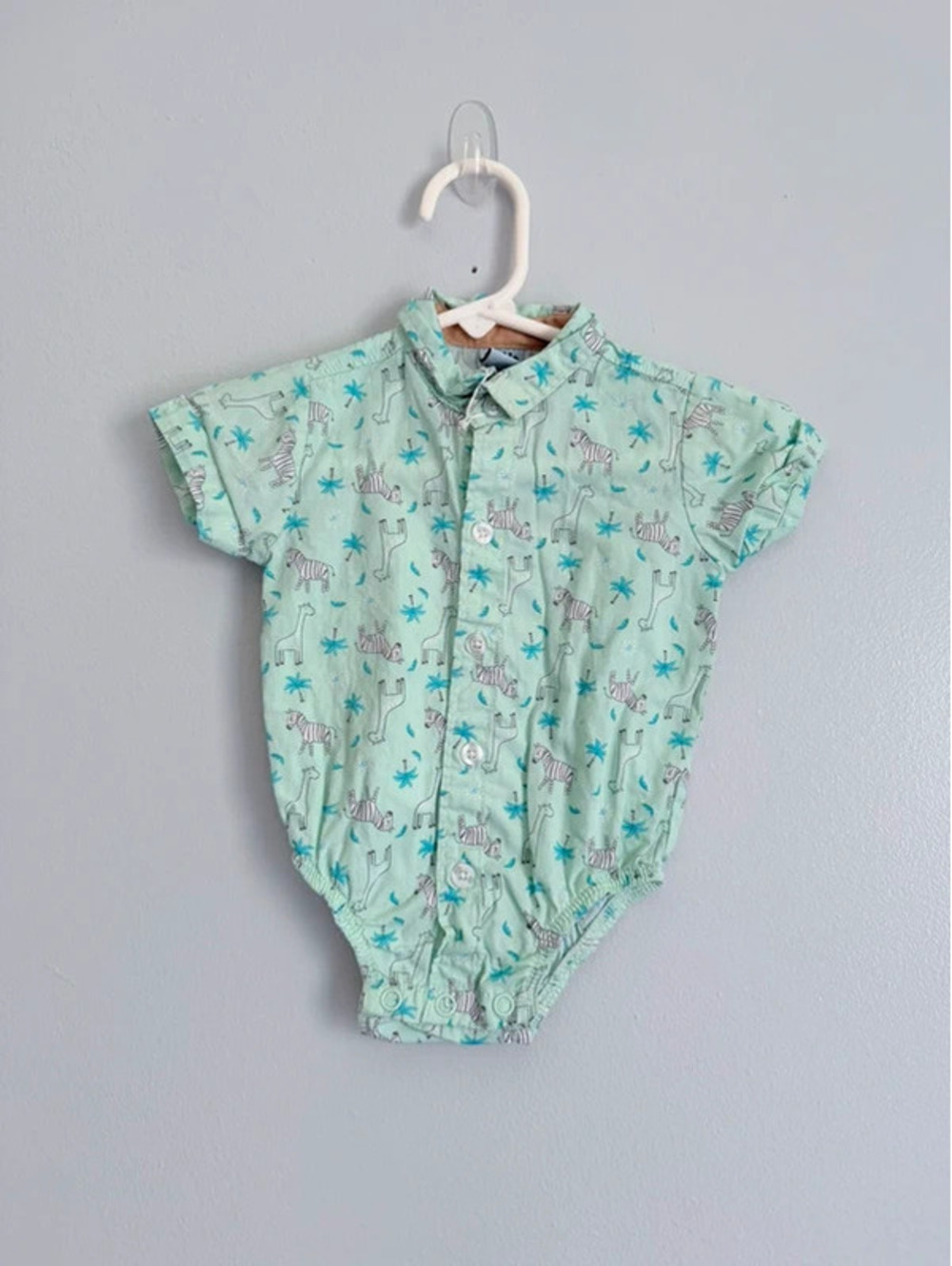 Little Lass Safari Animal Button-Up Bodysuit 3/6M